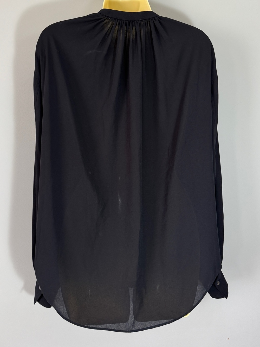 Aritzia Babaton Gene Blouse Black Semi Sheer Mandarin Collar Top - Picture 3 of 9